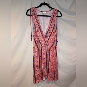 Charming Charlie Boho V Neck Dress With Tassel Tie Detail, Size Medium.